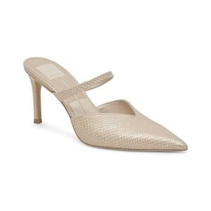 Dolce Vita Kanika Heels 6 Champagne Embossed Leather NEW